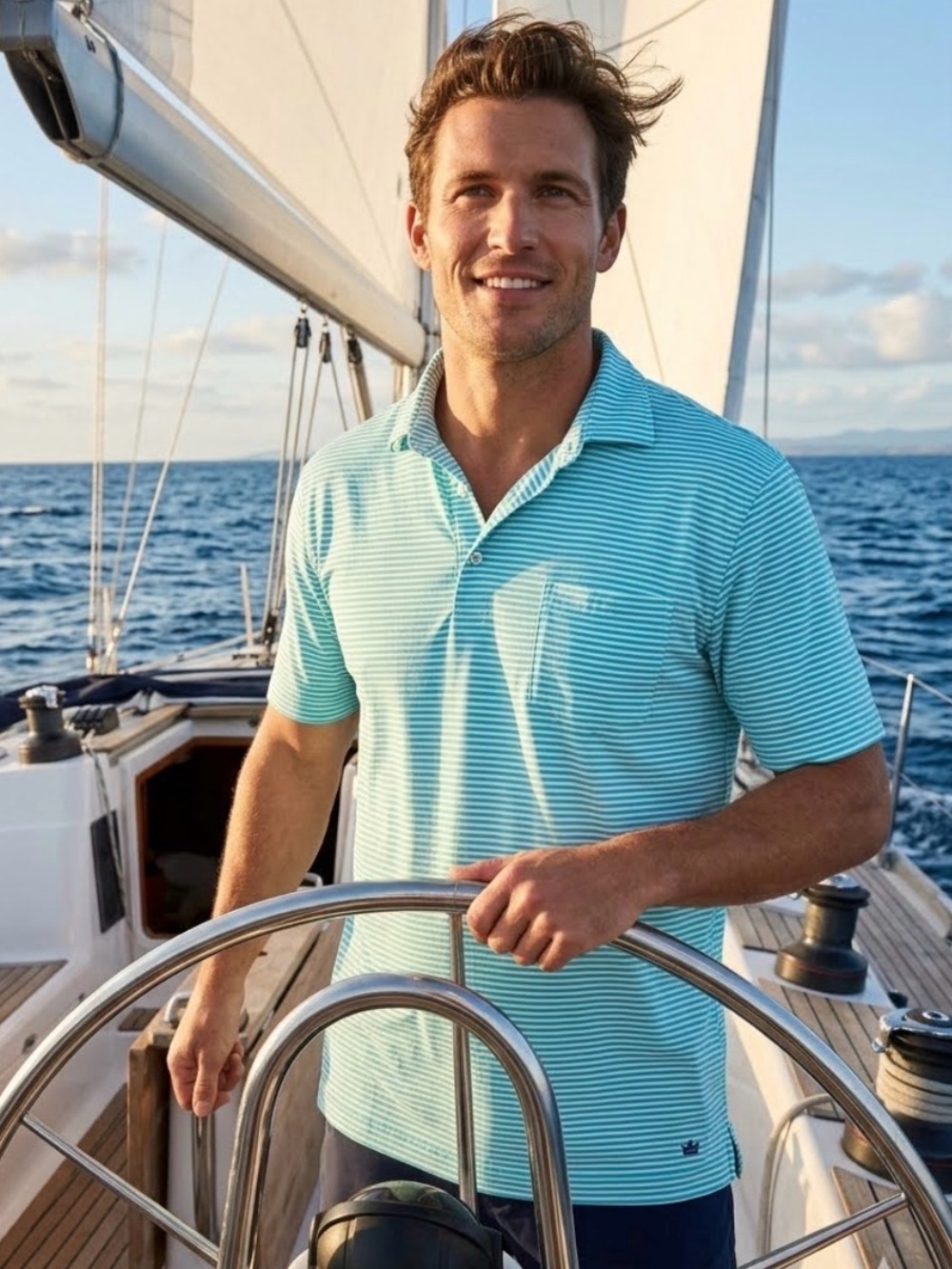 Peter Millar Seaside Wash Stripped Polo Size XL...Made In Peru
